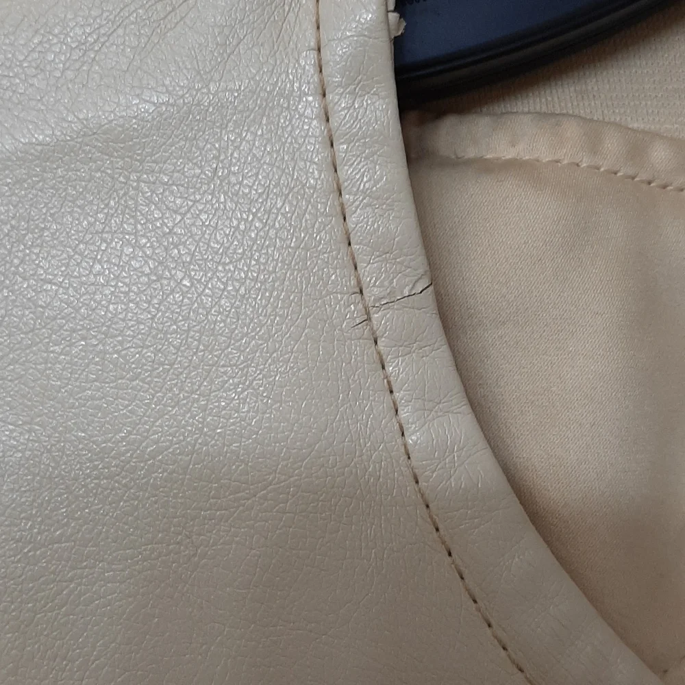 Forever 21 Asymmetrical Light Weight Jersey Knit Mixed Media Nude Moto Jacket